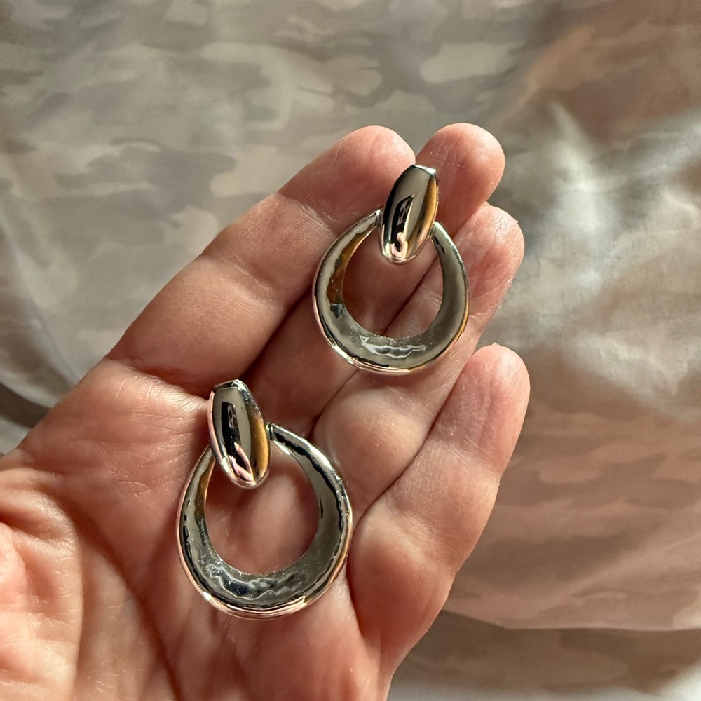 Contemporary Silver Infinity Hoop Earrings